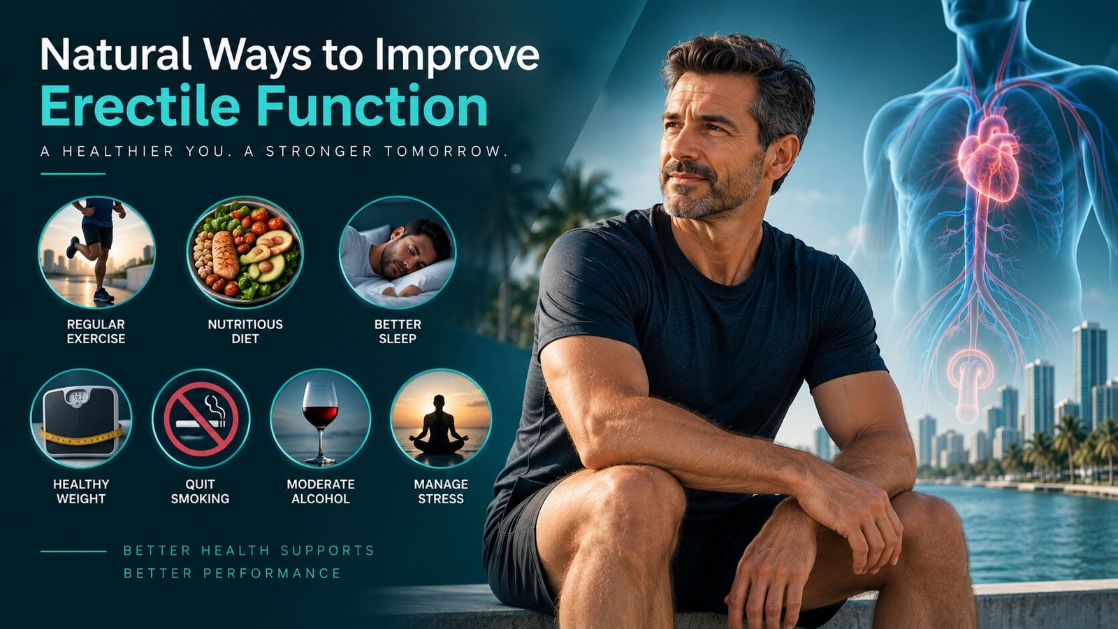 Natural ways to improve erectile function with exercise, diet, sleep, and stress management